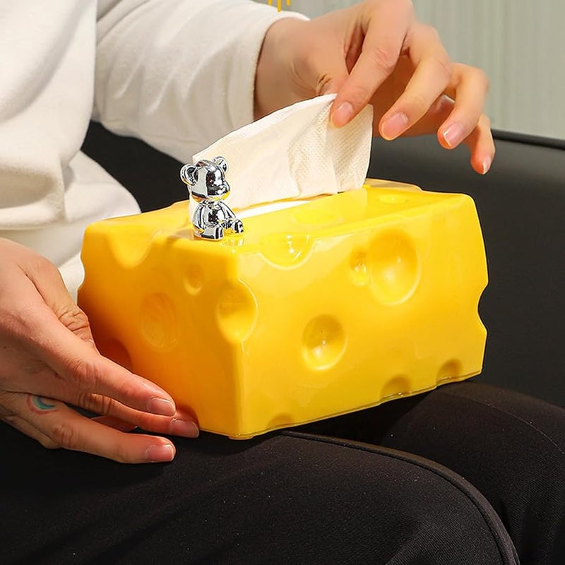 صندوق مناديل على شكل جبنة صفراء مبتكرة لحامل منظم ورق طاولة الطعام - Image 4